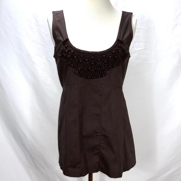 Tory Burch Tops - Tory Burch Embroidered Appliqué Sleeveless Long Top Tank Tunic Cotton Large